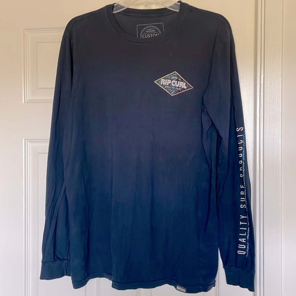 Retro Rip Curl Long Sleeve Men's Navy Cotton Tee